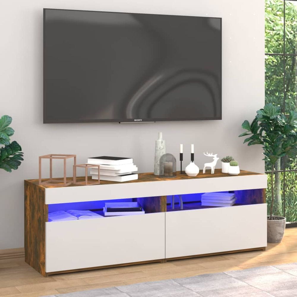 Vidaxl TV skrinky 2 ks s LED svetlami dymový dub 60x35x40 cm